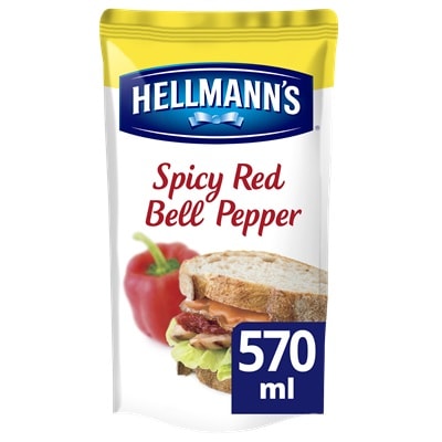 Hellmann's Sandwich Saus Pittige Rode Paprika 570ml - Hellmann's Sandwich Sauzen zijn gemaakt met natuurlijke ingrediënten zoals rode paprika en TABASO©