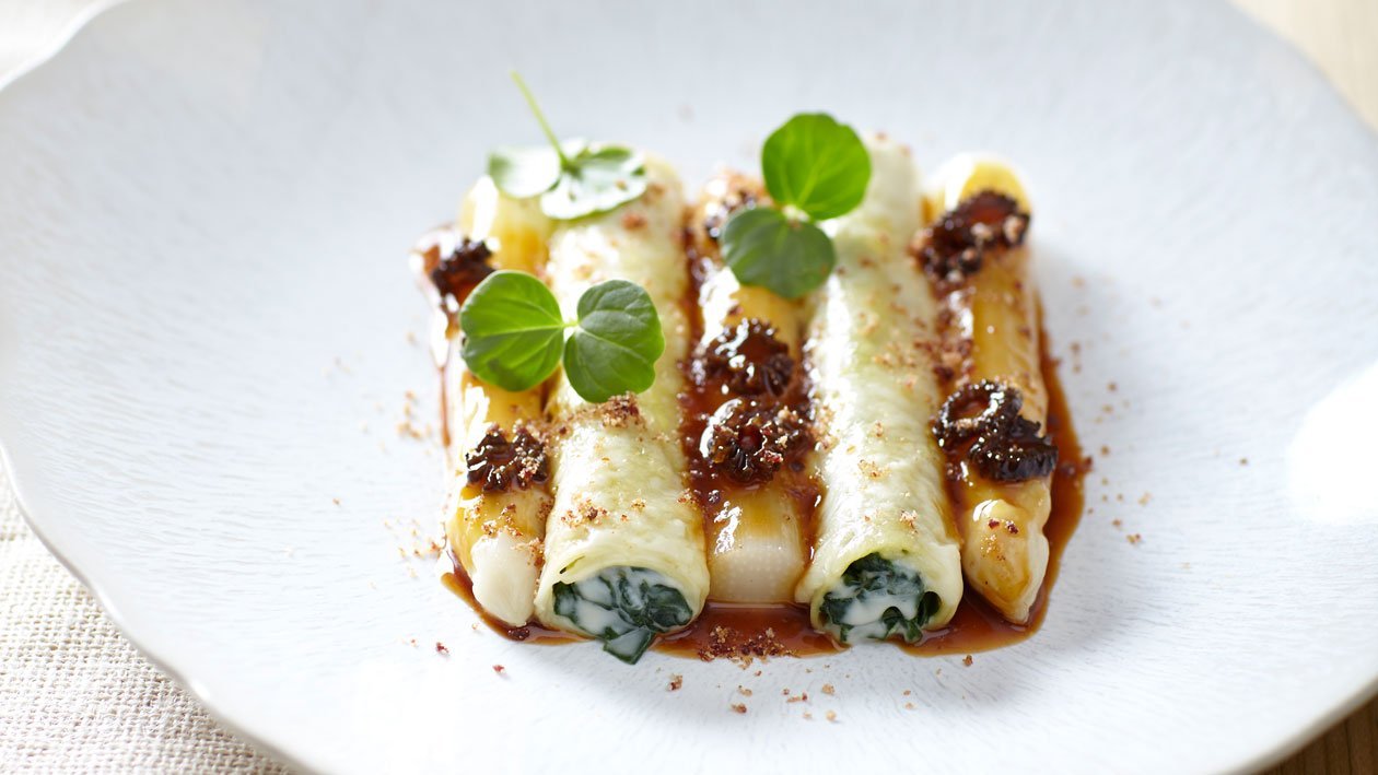 Cannelloni met spinazie, morilles en asperges – Recept